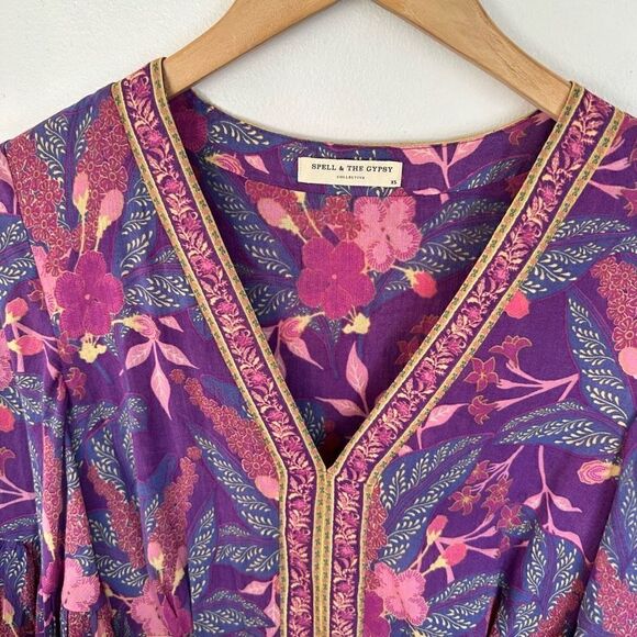 Spell & The Gypsy Collective Bianca Wisteria Purple Organic Cotton Maxi Dress - Picture 10 of 16